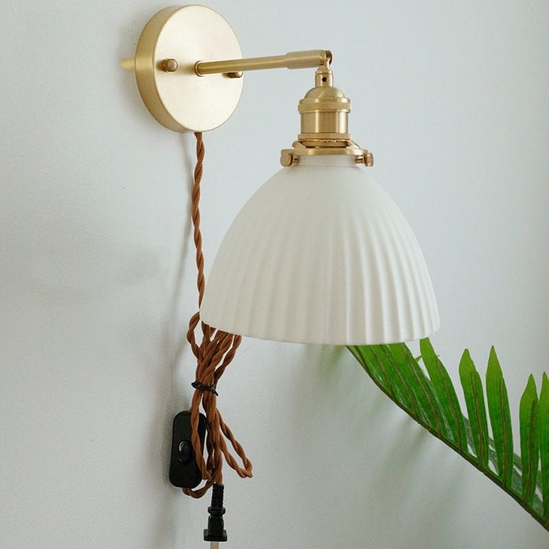 Handmade Ceramic Wall Sconce in Pleated Cup Design, Bulb Included | Lersk