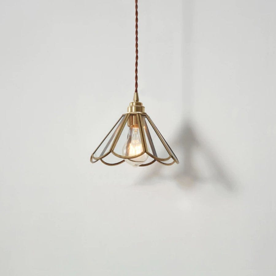 Mirelle Glass Blossom LED-Hängeleuchte mit Messingrahmen, Vintage-Stil, Leuchtmittel inklusive | Lersk