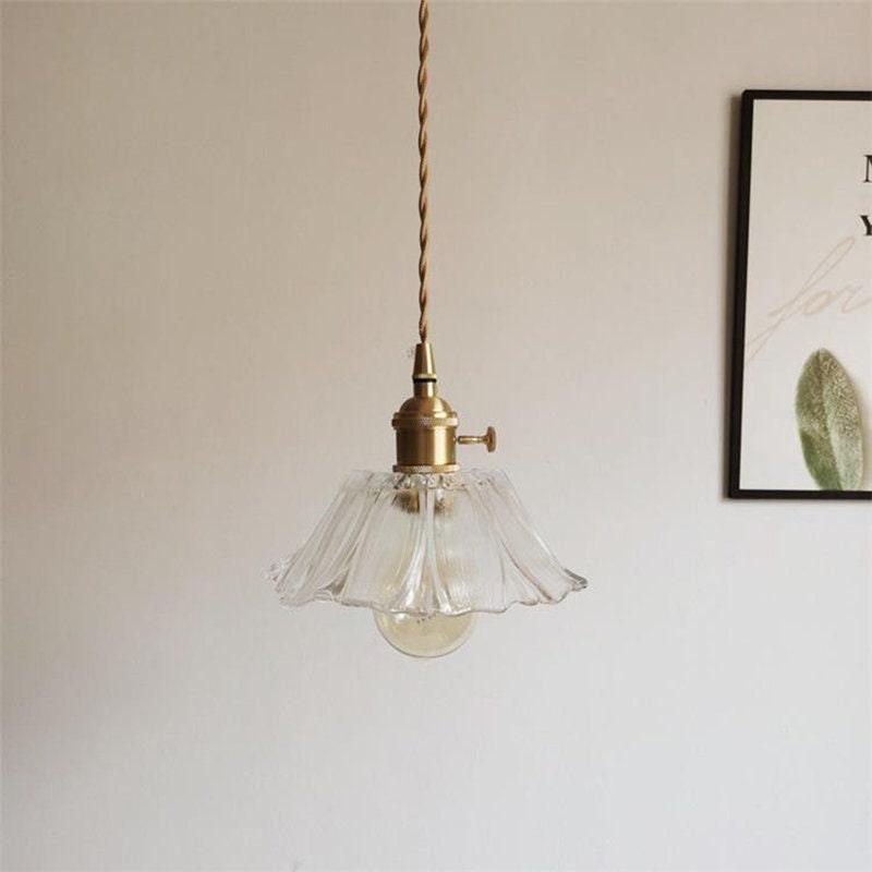 Lumenia | Frosted Glass Camellia Flower Pendant Light, Vintage Style, LED Bulb Included | Lersk