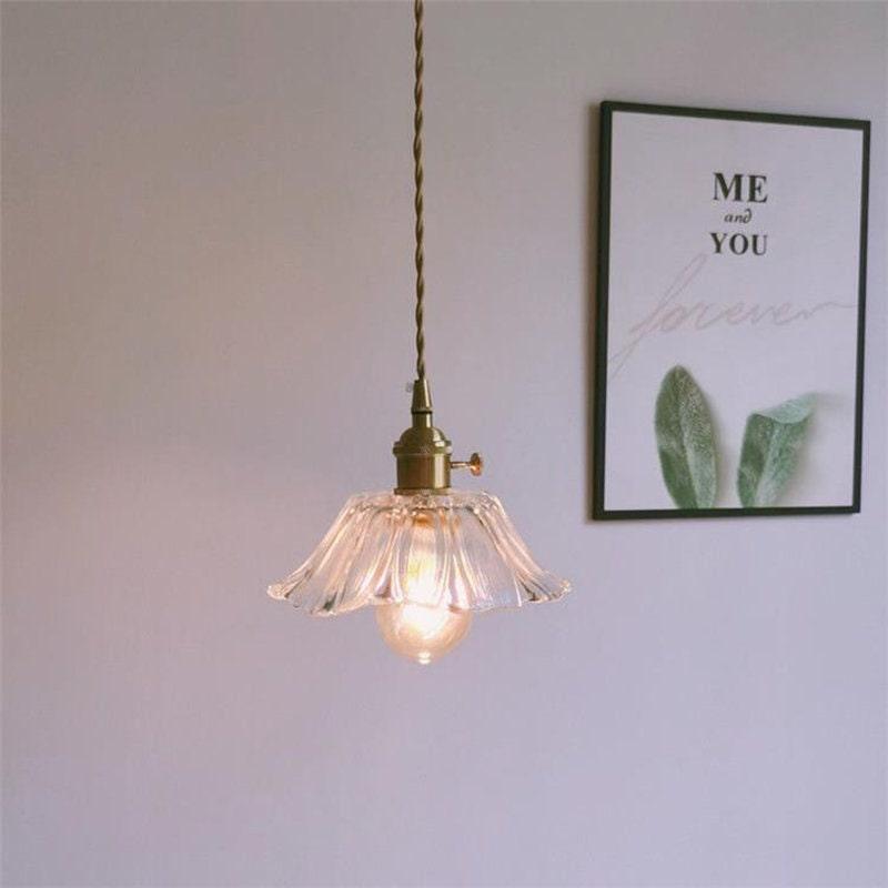 Lumenia | Frosted Glass Camellia Flower Pendant Light, Vintage Style, LED Bulb Included | Lersk