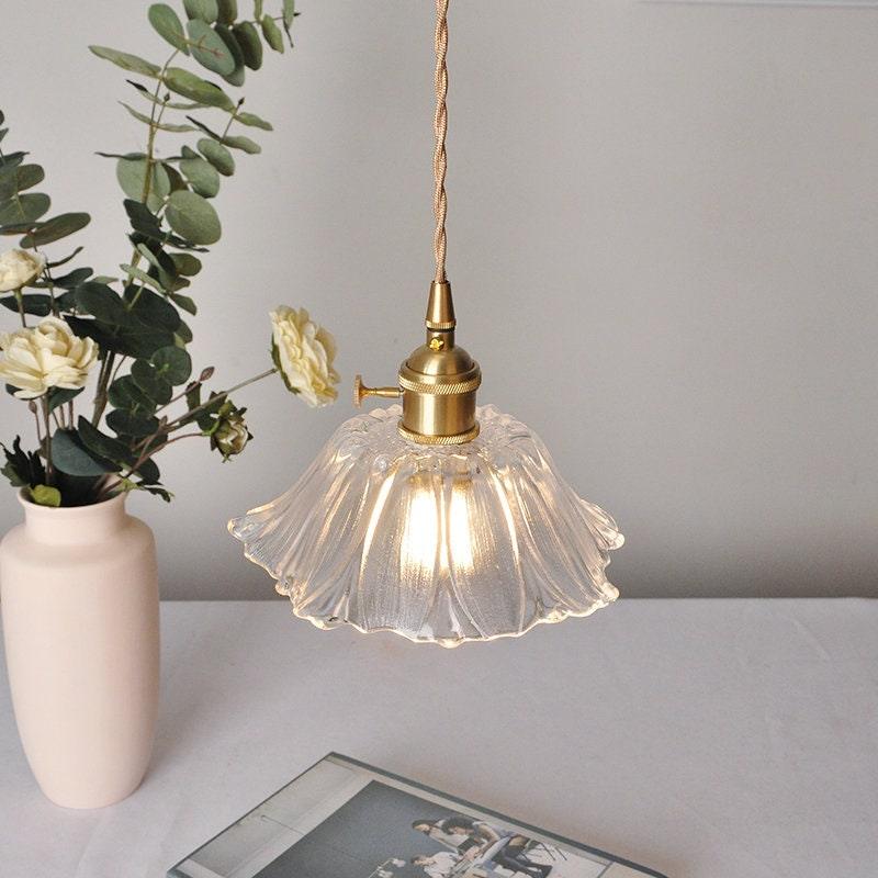 Lumenia | Frosted Glass Camellia Flower Pendant Light, Vintage Style, LED Bulb Included | Lersk