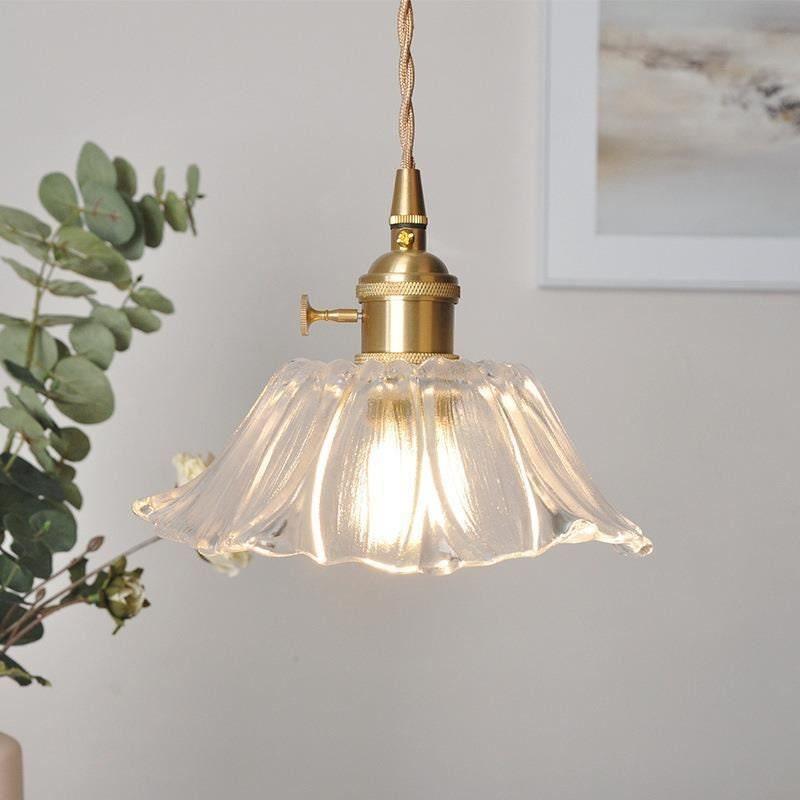 Lumenia | Frosted Glass Camellia Flower Pendant Light, Vintage Style, LED Bulb Included | Lersk
