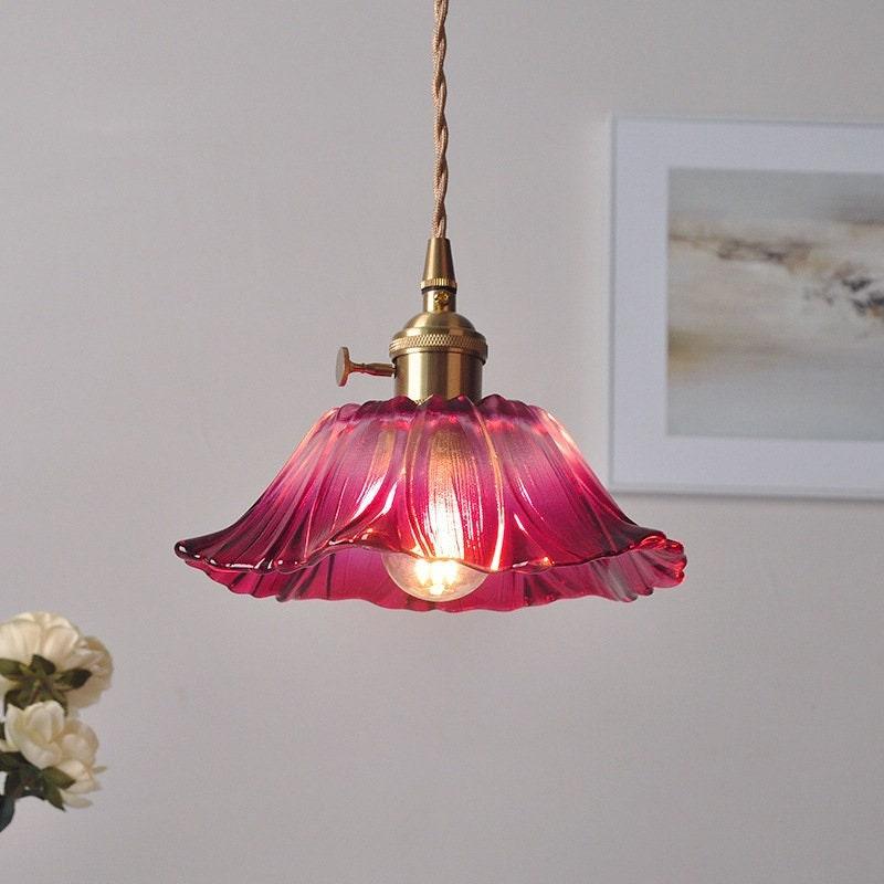 Lumenia | Matt üveg kamélia virág függeszték, vintage stílus, LED izzóval | Lersk