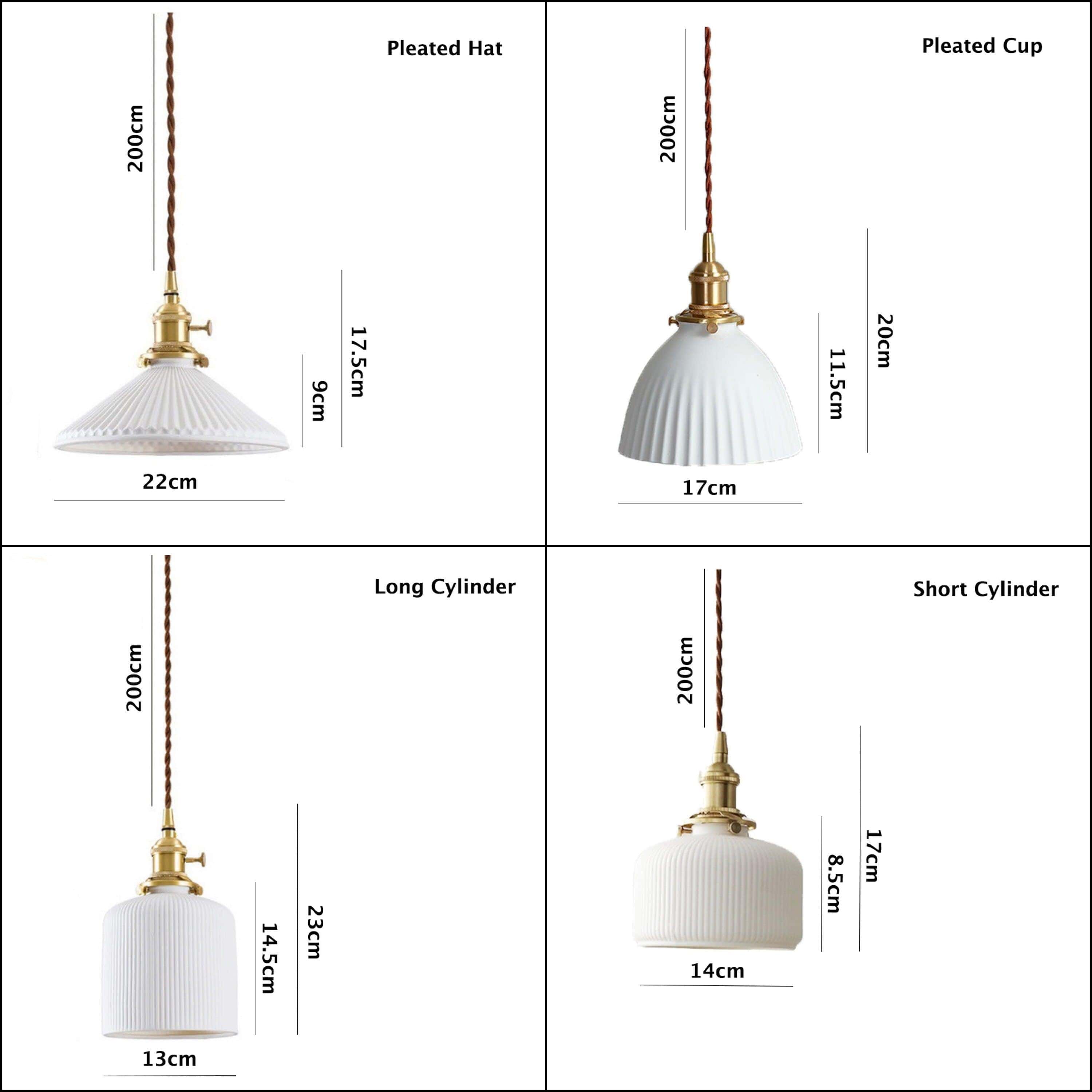 Kazumi | Żebrowana ceramiczna lampa wisząca LED w kształcie japońskiej plisowanej filiżanki, żarówka w zestawie | Lersk