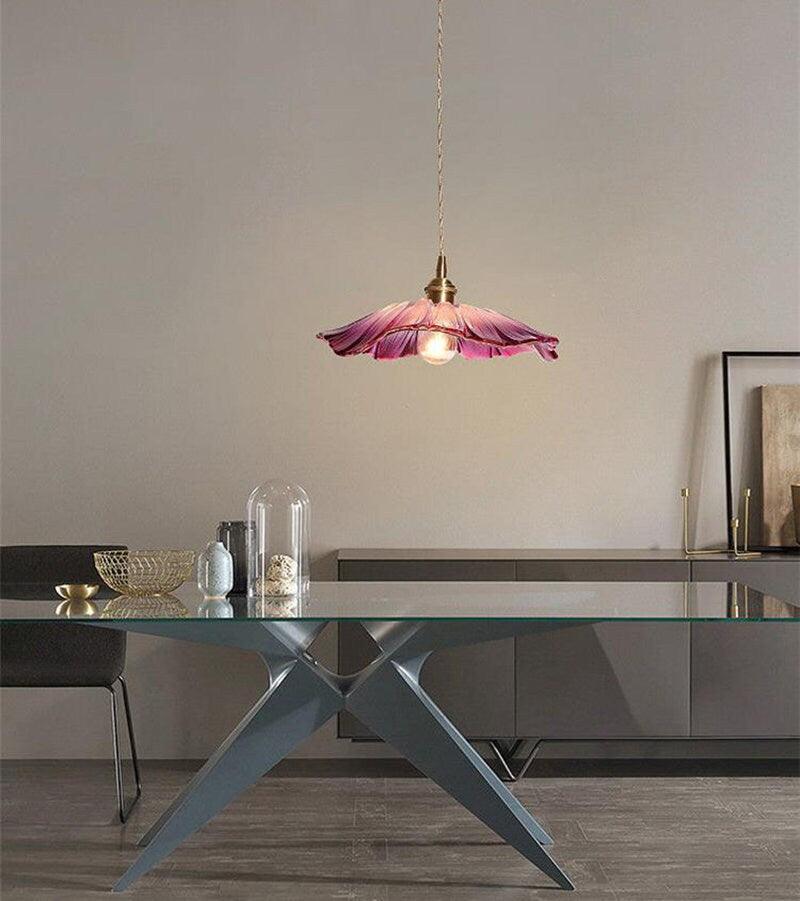 Lunara Mor Cam Ayçiçeği Sarkıt Lamba, Retro Stil LED Ampul Dahil | Lersk