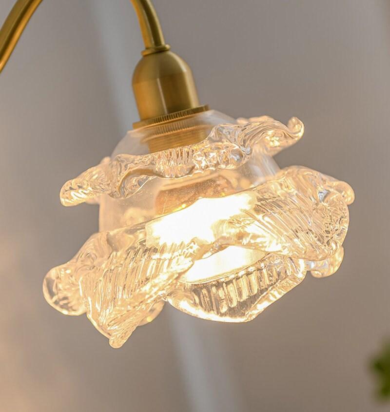 Laira Bloom Layered Glass Flower Wall Sconce With Wood Accent and Bulb Included | Lersk
