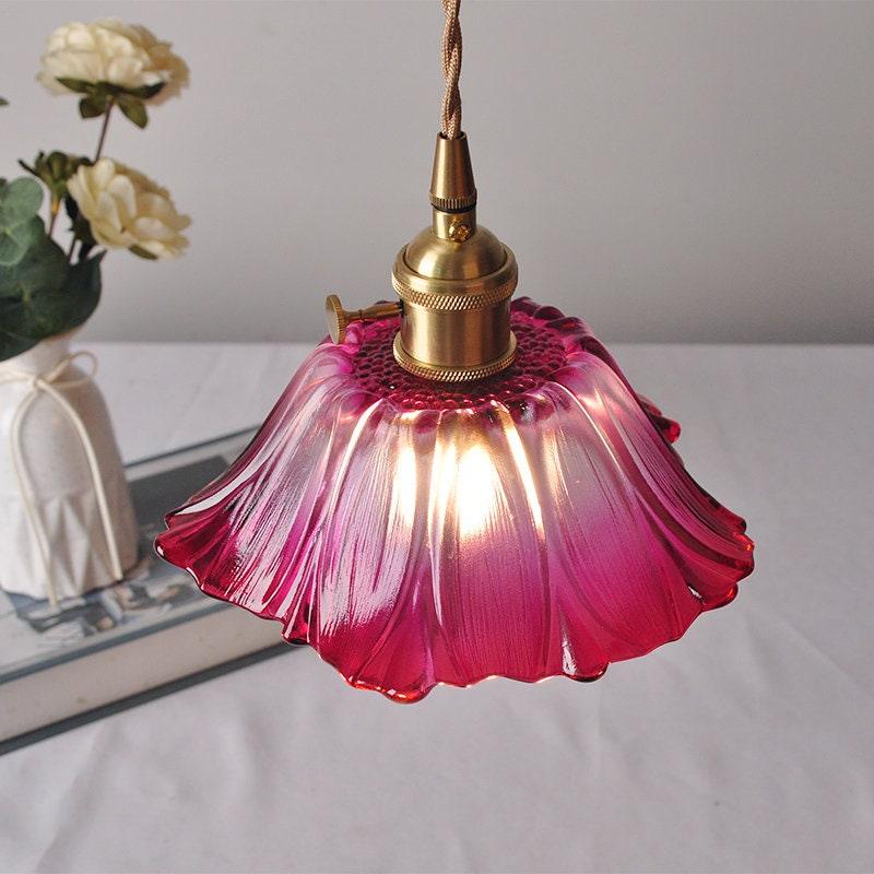 Lumenia | Frosted Glass Camellia Flower Pendant Light, Vintage Style, LED Bulb Included | Lersk