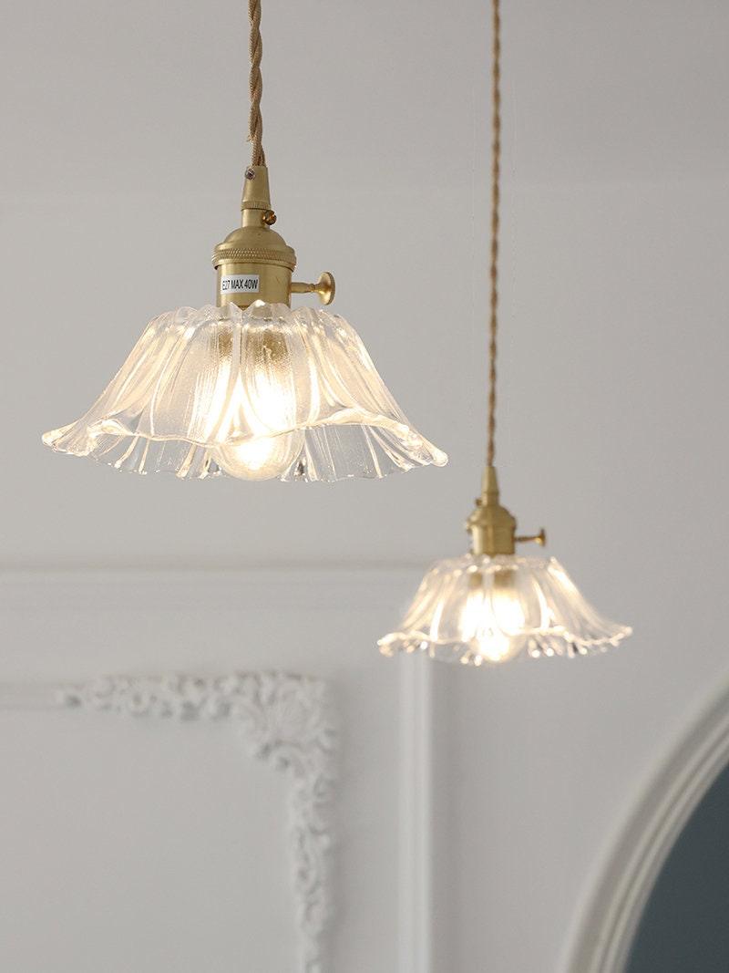 Lumenia | Frosted Glass Camellia Flower Pendant Light, Vintage Style, LED Bulb Included | Lersk