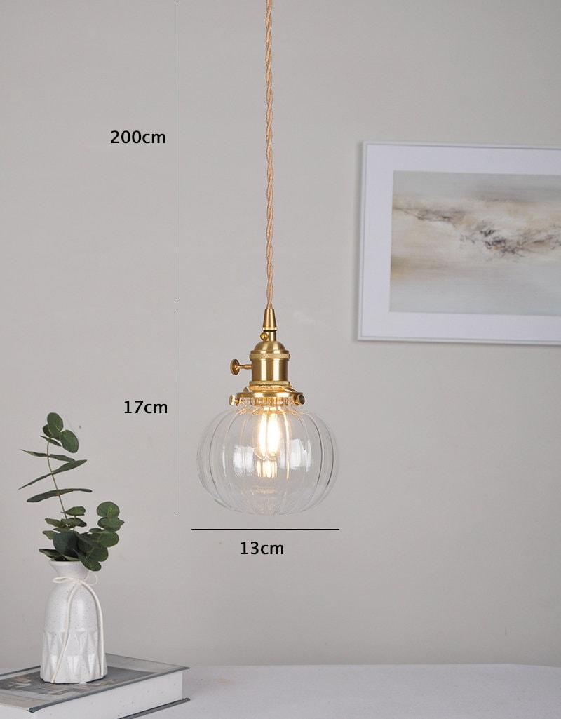 Lunora | Vintage Stilinde El Yapımı Cam Küre Sarkıt Lamba, LED Ampul Dahil | Lersk