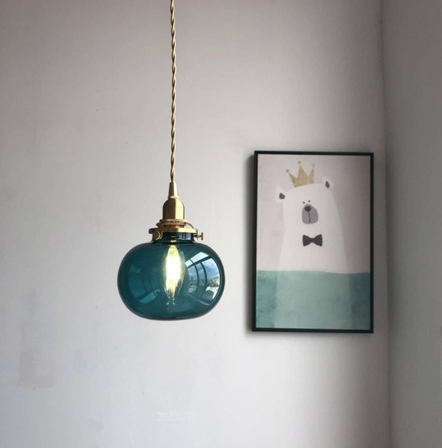 Lunora | Kézzel Készített Üveggömb Függeszték Lámpa Vintage Stílusban, LED Izzóval | Lersk