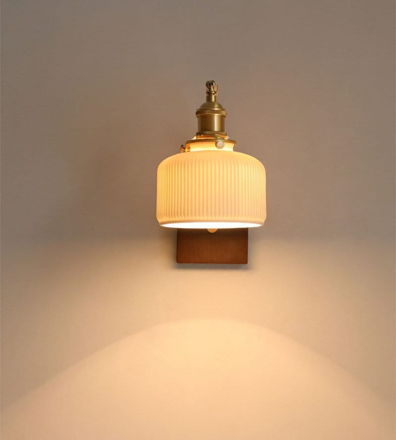 Aveline | Vintage Ceramic LED Wall Light With Black Walnut Wood Fixture | Lersk