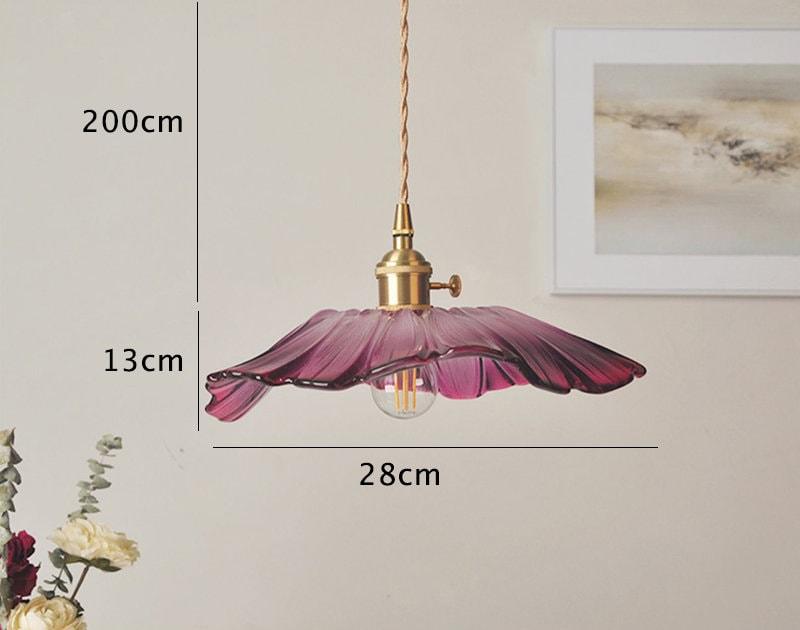 Lunara Mor Cam Ayçiçeği Sarkıt Lamba, Retro Stil LED Ampul Dahil | Lersk