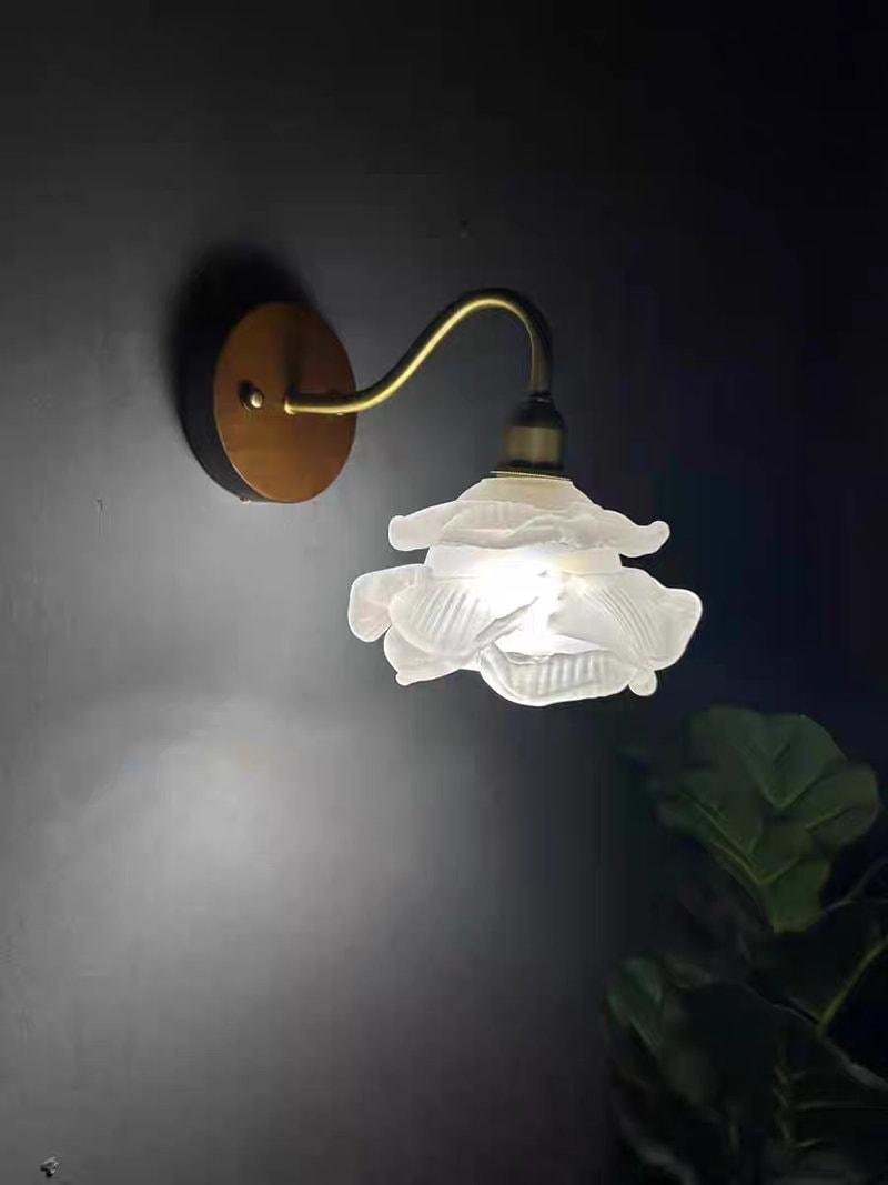 Laira Bloom Layered Glass Flower Wall Sconce With Wood Accent and Bulb Included | Lersk