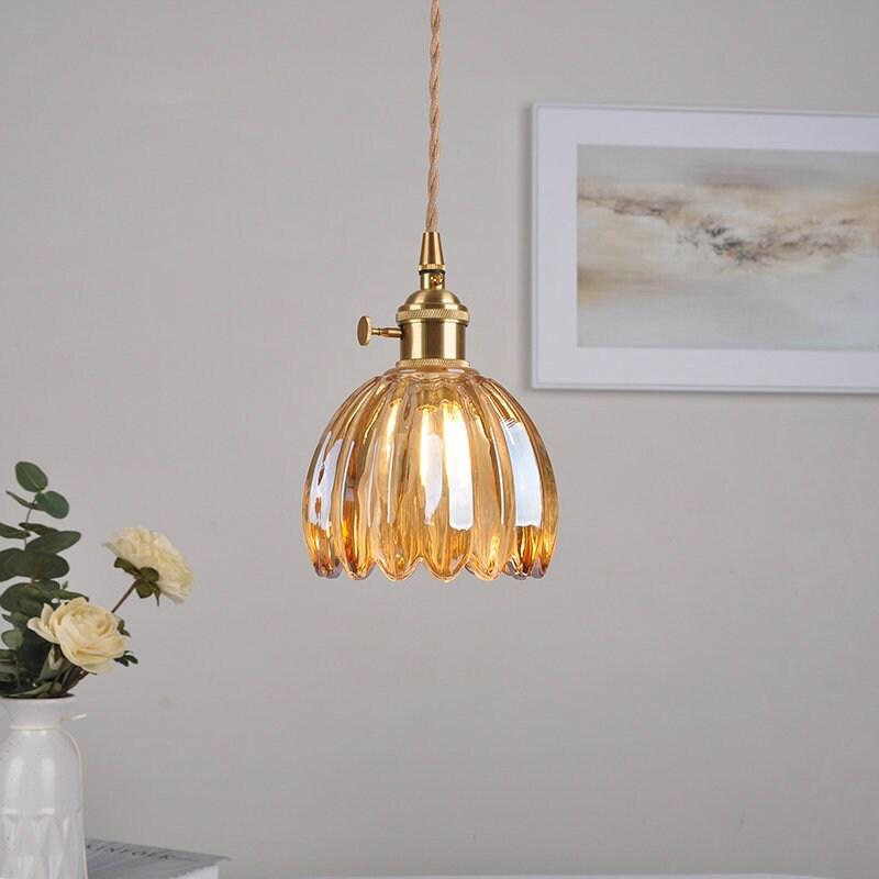 Marisel | Mini glasblomstret LED-pendel i vintage-stil - Pære inkluderet | Lersk