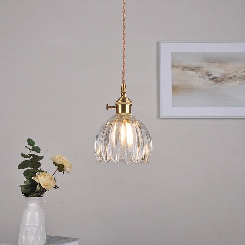 Marisel | Mini glasblomstret LED-pendel i vintage-stil - Pære inkluderet | Lersk