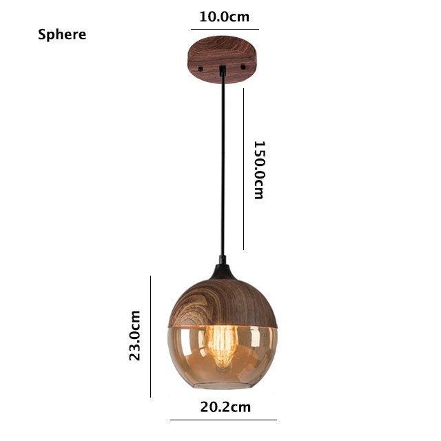 Lumina Nordic kovové LED závěsné svítidlo s dřevěným designem, stínidlo z čajově tónovaného skla a žárovka v ceně | Lersk