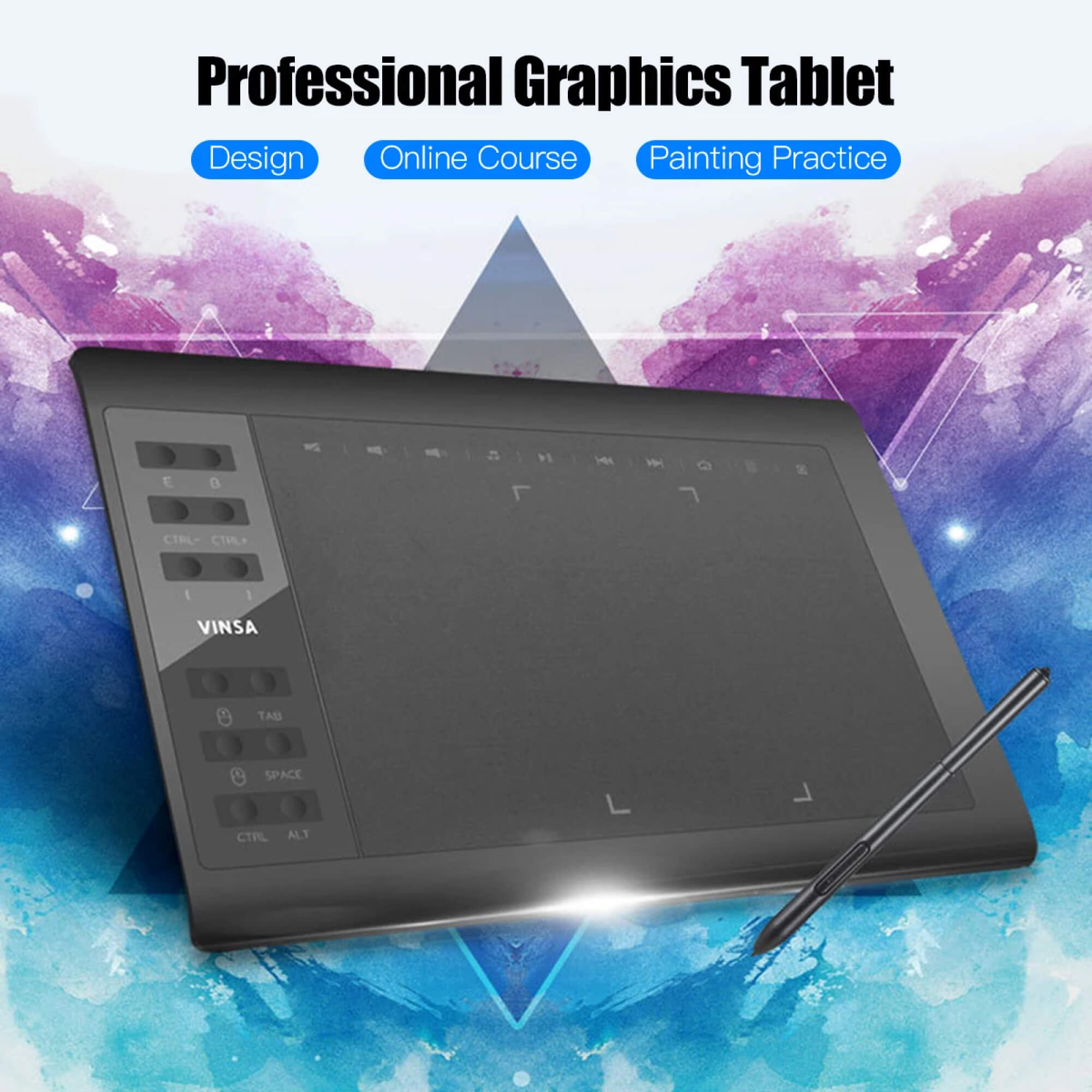 10x6 tommer digital tegneplade til PC-kunstnere 5080 LPI | Lersk