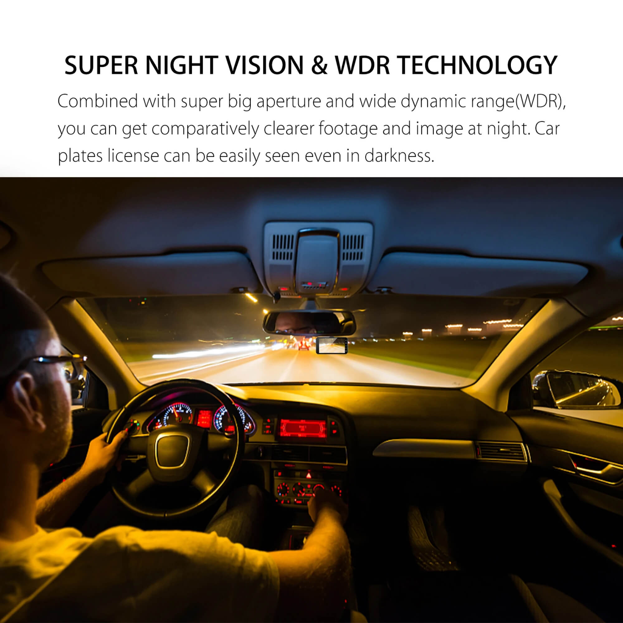 Dual Wireless Dash Cam Front And Rear 1080p 4-Inch LCD 170-Degree Ultra-Wide | Lersk