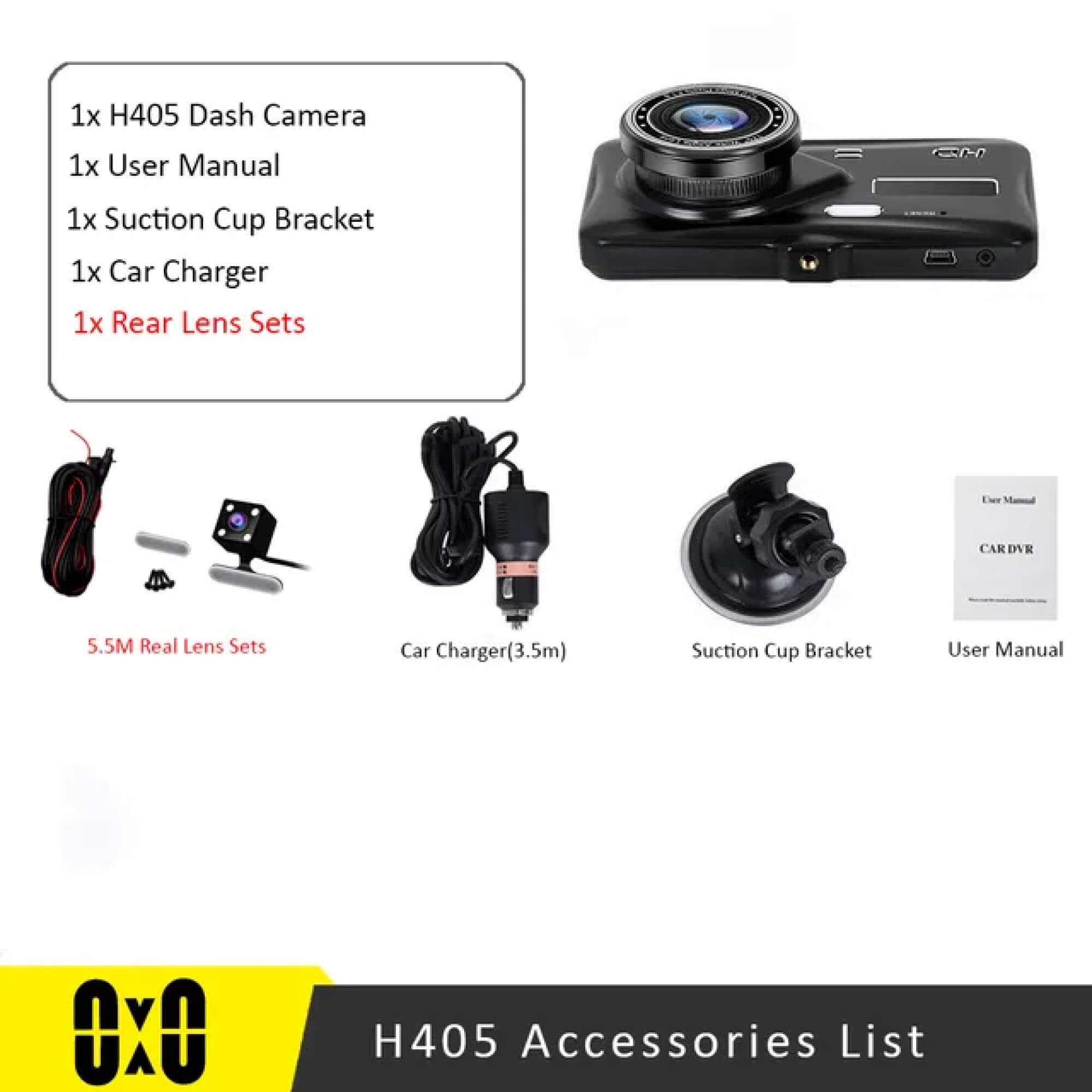 Dual Wireless Dash Cam Front And Rear 1080p 4-Inch LCD 170-Degree Ultra-Wide | Lersk