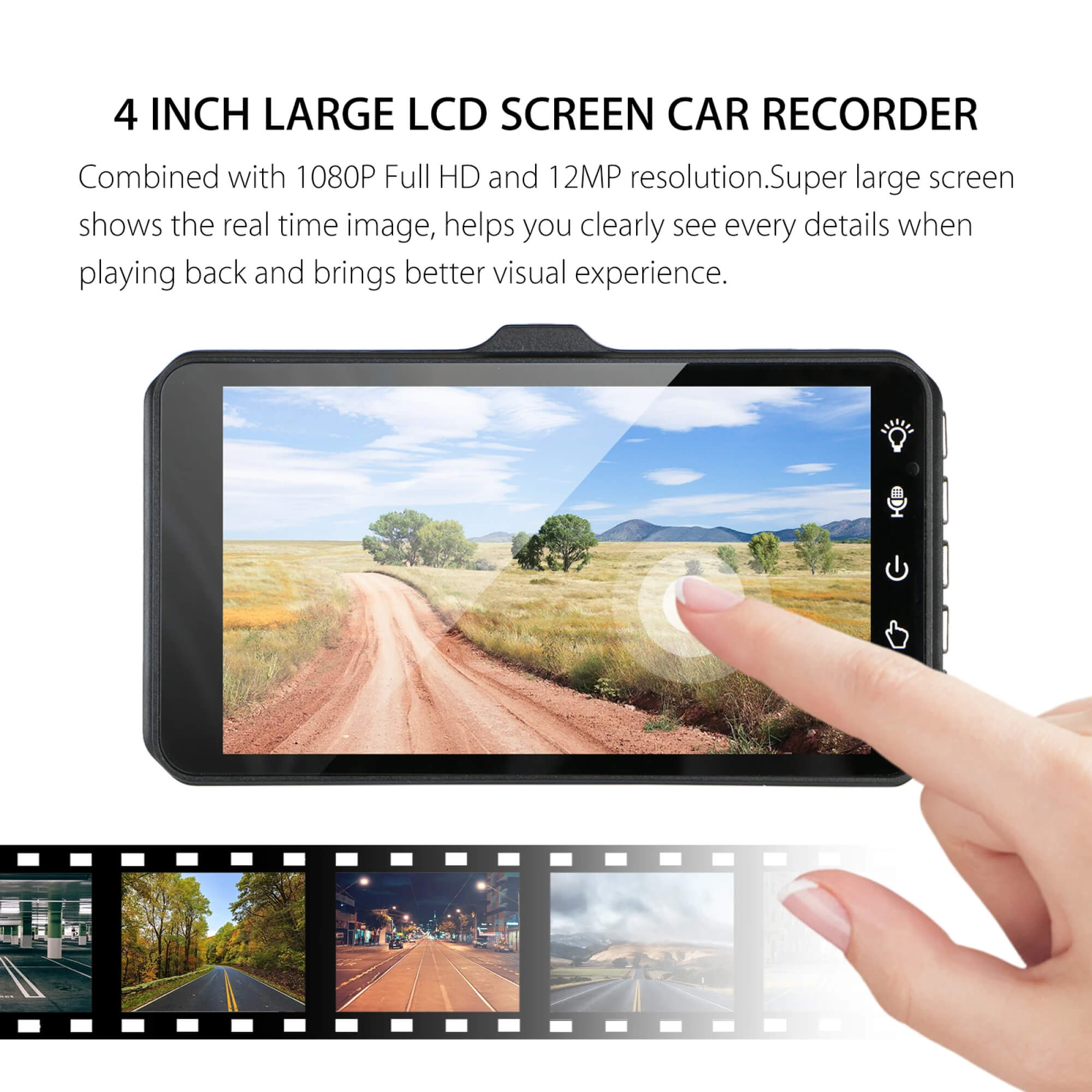 Dual Wireless Dash Cam Front And Rear 1080p 4-Inch LCD 170-Degree Ultra-Wide | Lersk