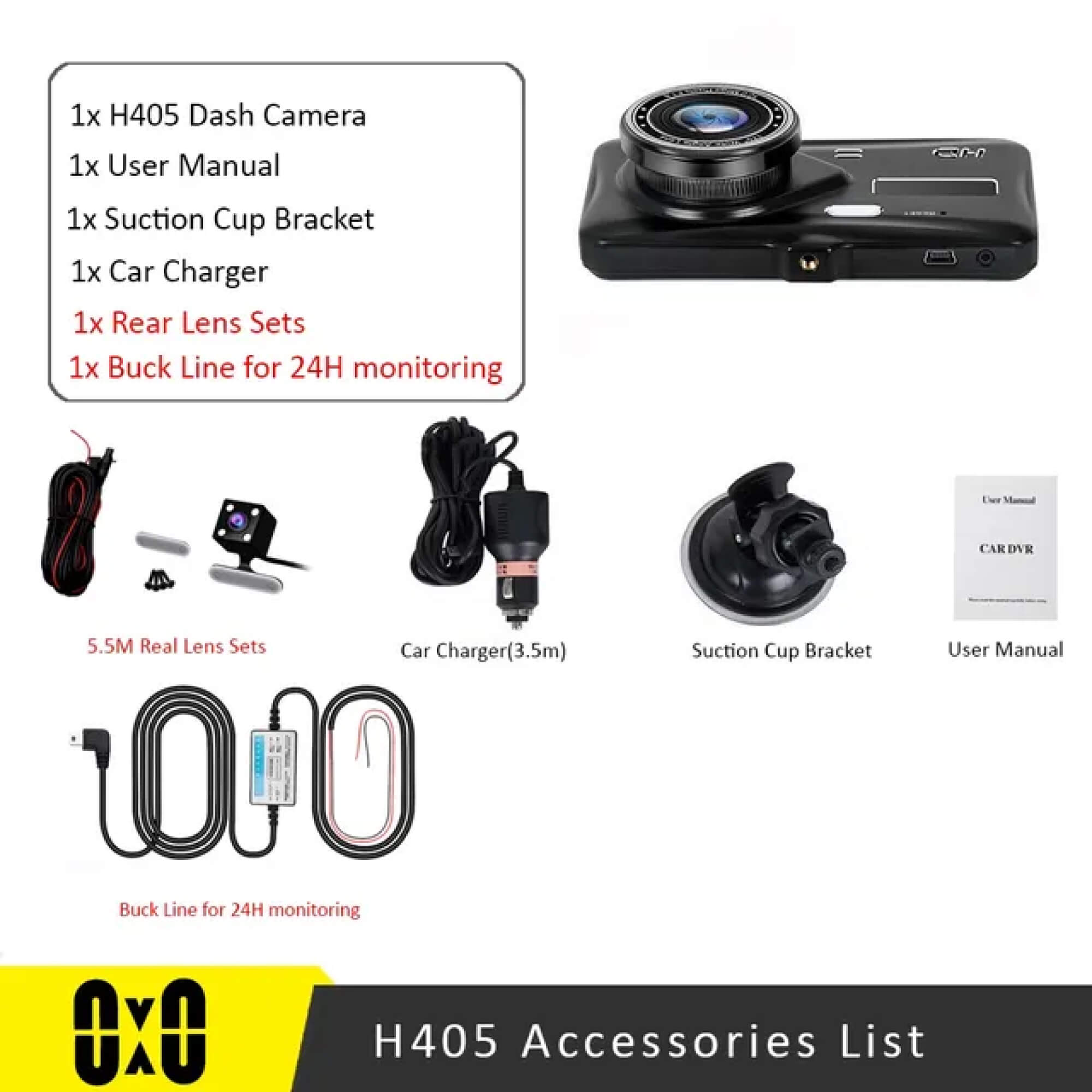 Dual Wireless Dash Cam Front And Rear 1080p 4-Inch LCD 170-Degree Ultra-Wide | Lersk