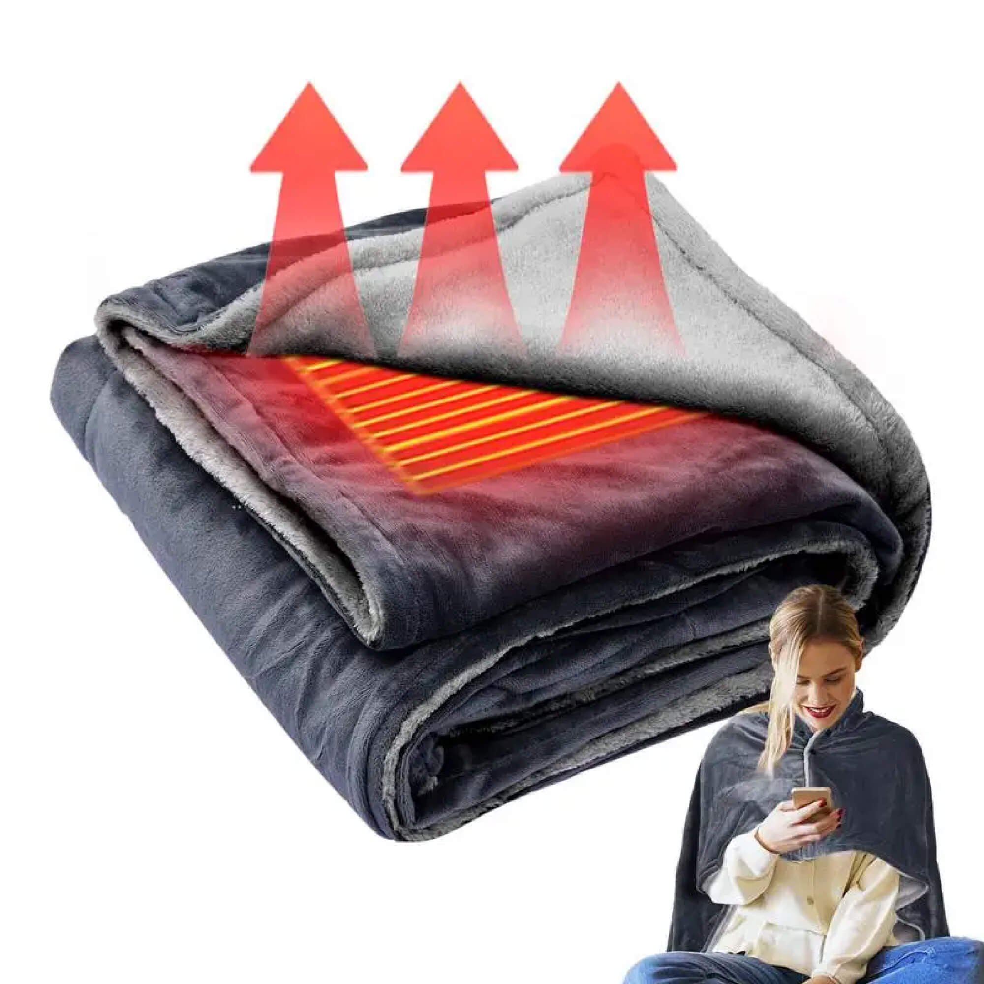 ThermaWear batteridrevet fleeceponcho med 3 varmeindstillinger | Lersk