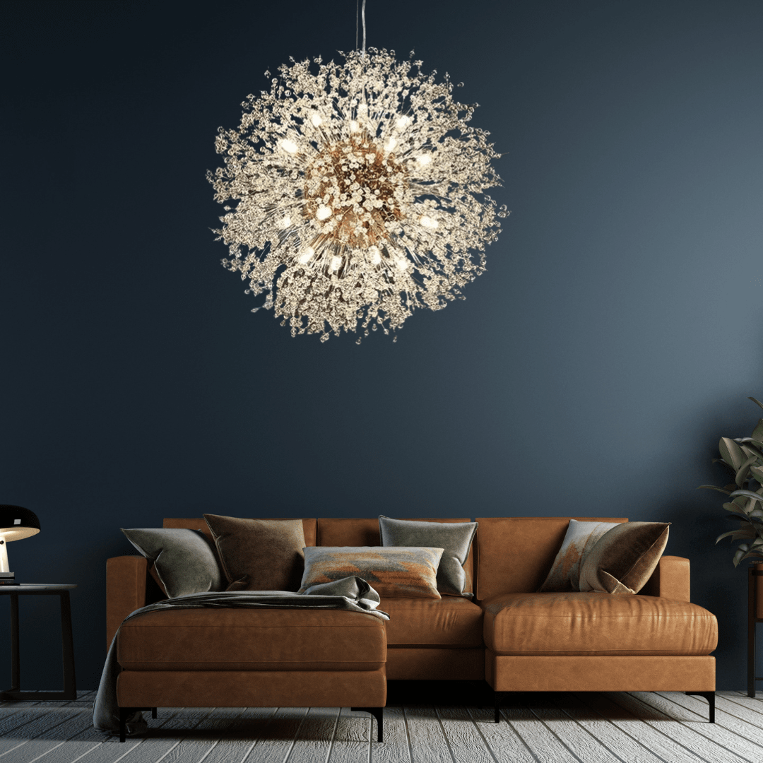 Lampada a sospensione con cristallo di tarassaco regolabile, lampadario moderno per case eleganti | Lersk