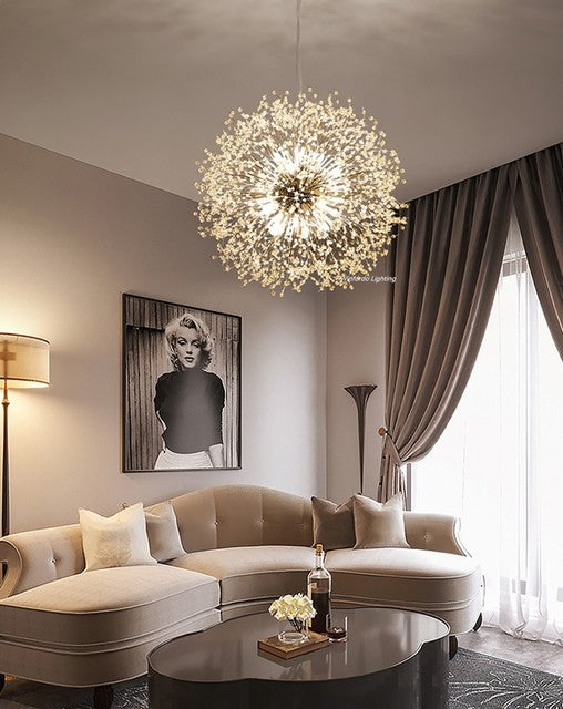Lampada a sospensione con cristallo di tarassaco regolabile, lampadario moderno per case eleganti | Lersk