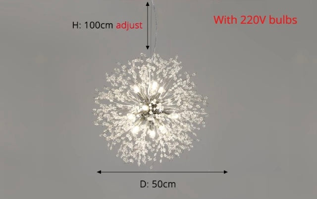 Asterra Modern Crystal Dandelion Pendant Ceiling Light | Lersk