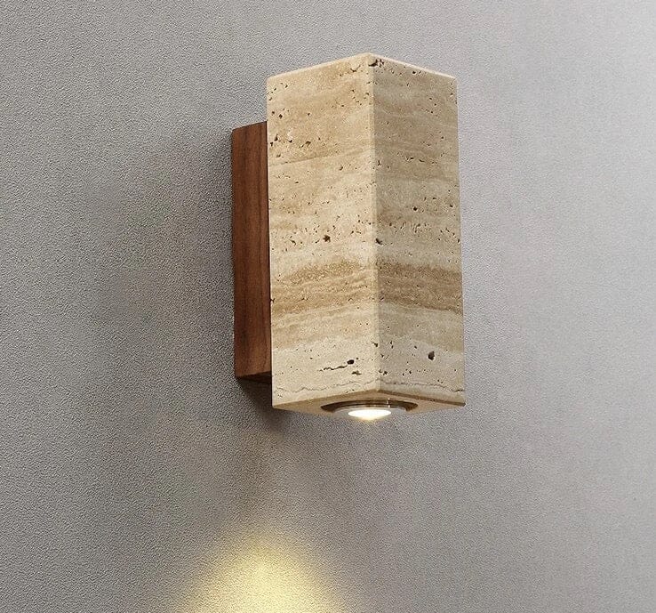 Ebbenhouten Travertijn Wandlamp | Lersk