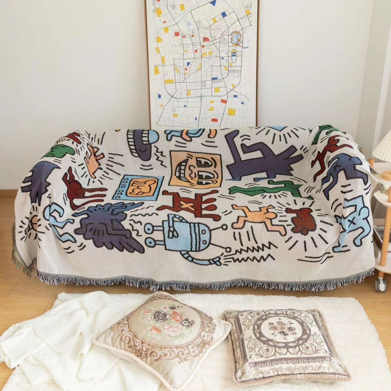 AstraWeave Graffiti Jigsaw Throw Blanket for Cozy Comfort | Lersk
