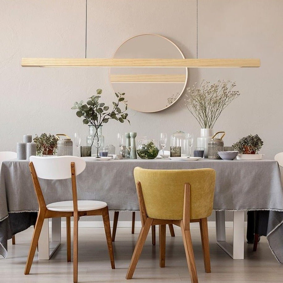 SolaraWood Adjustable Height LED Pendant Light for Dining Rooms | Lersk