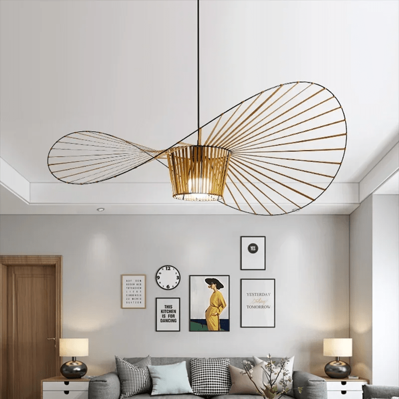 Lampadario Vexaera Moderno in Ferro e Tessuto con Stile Art Deco | Lersk