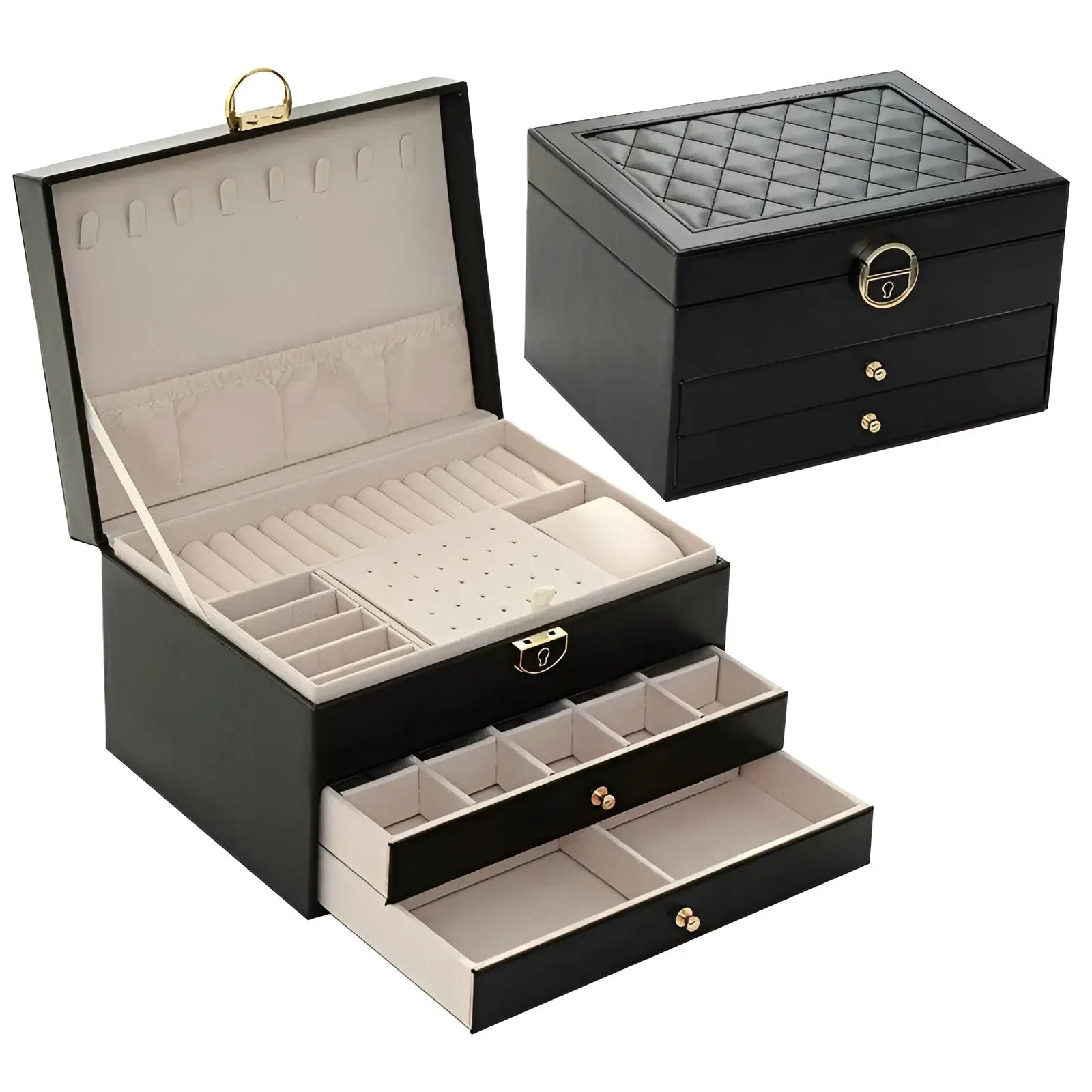 صندوق مجوهرات فاخر متعدد الطبقات من EleganceBox من حلول تخزين المجوهرات EleganceBox | Lersk