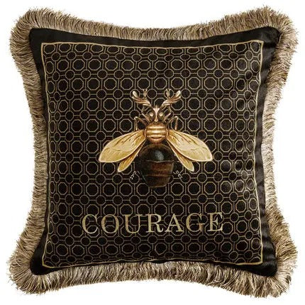 Elara Velvet Bee Print Cushion Cover In European Art | Lersk