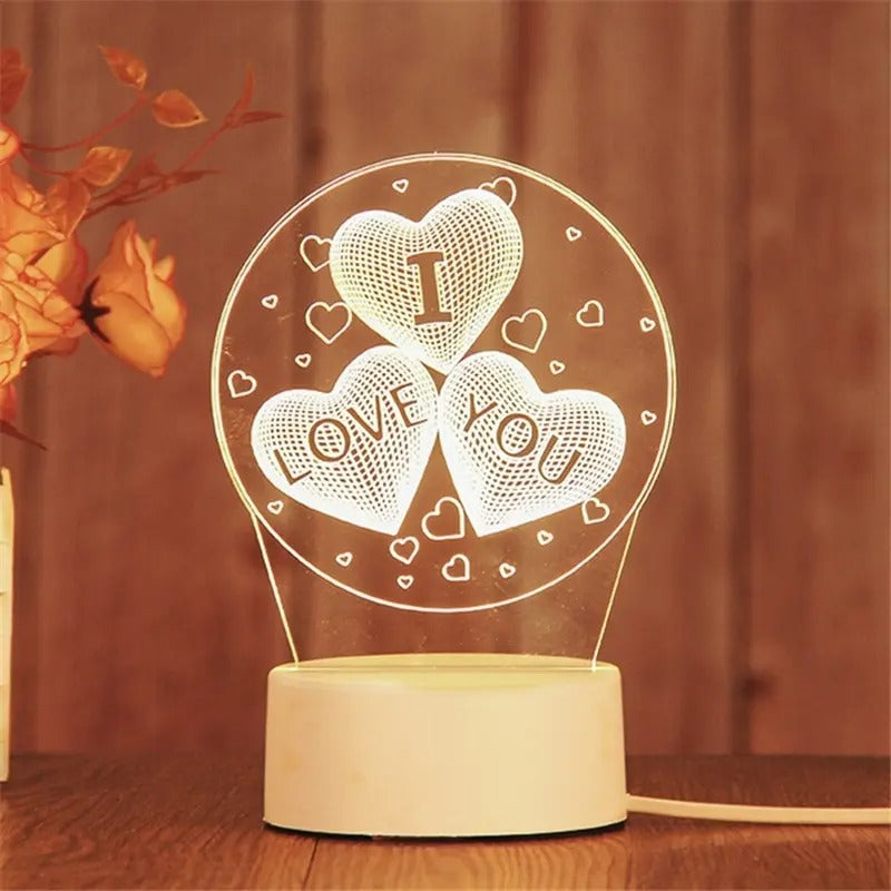 NovaHeart LED Acryl-Herzlampen mit Holzsockel Valentinstagsgeschenk | Lersk