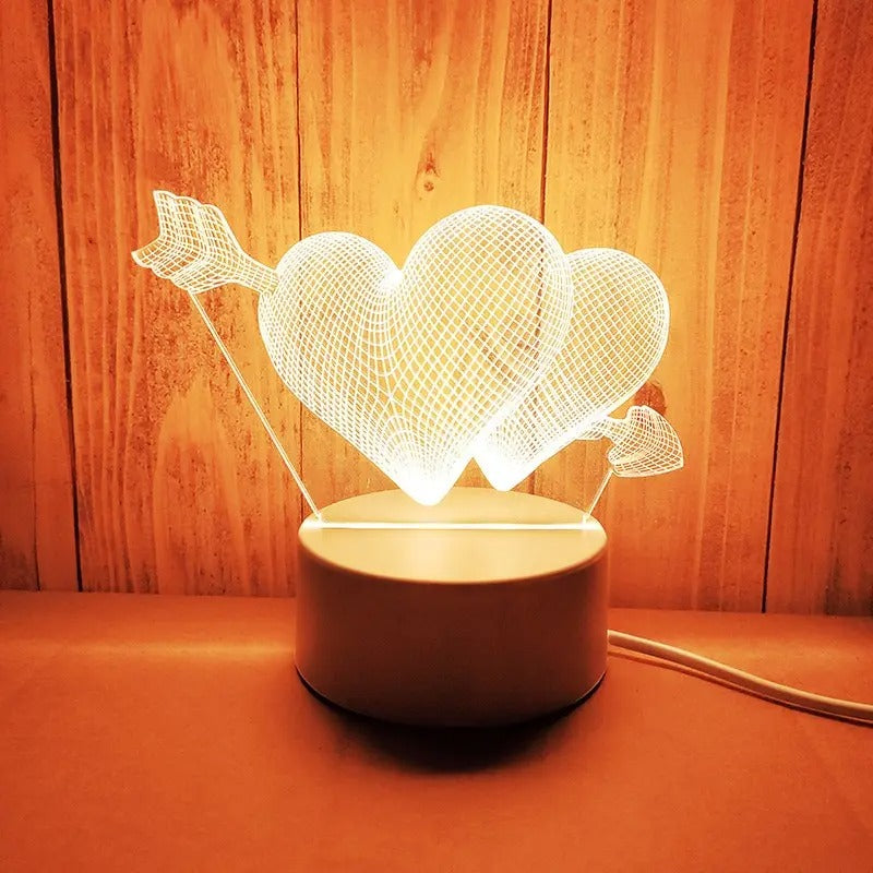 NovaHeart LED Acryl-Herzlampen mit Holzsockel Valentinstagsgeschenk | Lersk