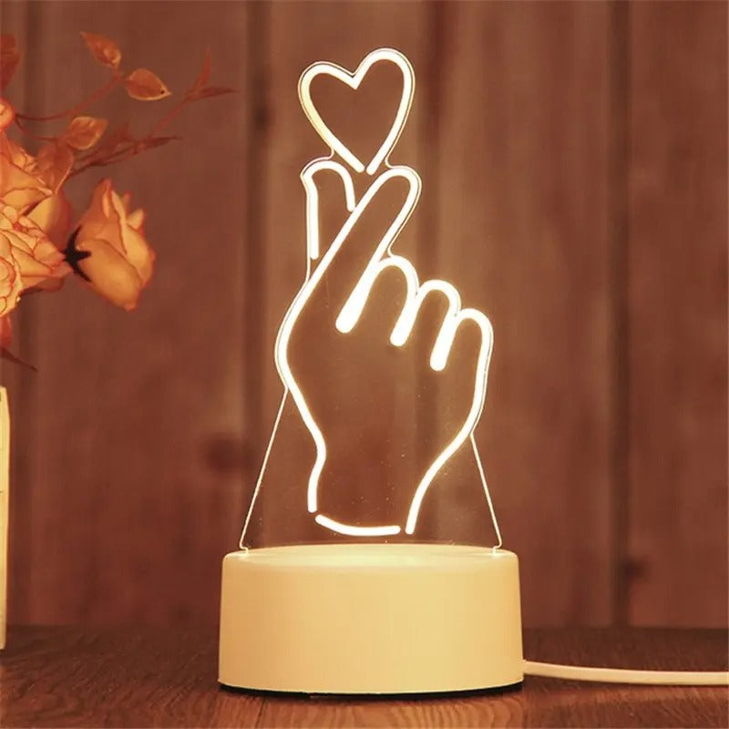 NovaHeart LED Acryl-Herzlampen mit Holzsockel Valentinstagsgeschenk | Lersk