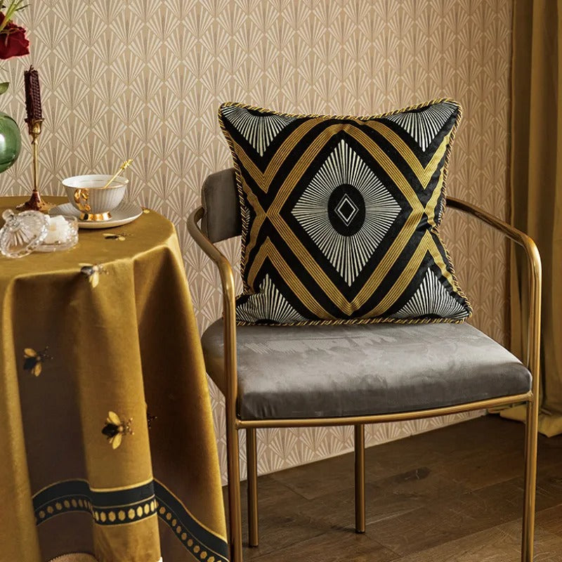 Elara Velvet Bee Print Cushion Cover In European Art | Lersk