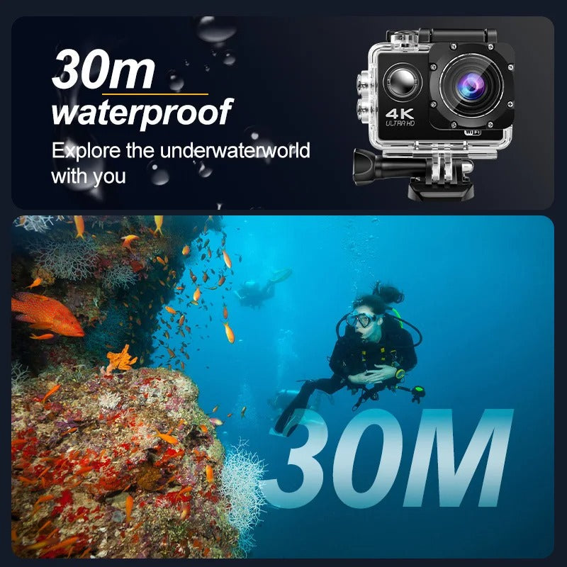 Caméra d'action AeroNova 4K avec WiFi étanche pour vlogs en extérieur | Lersk