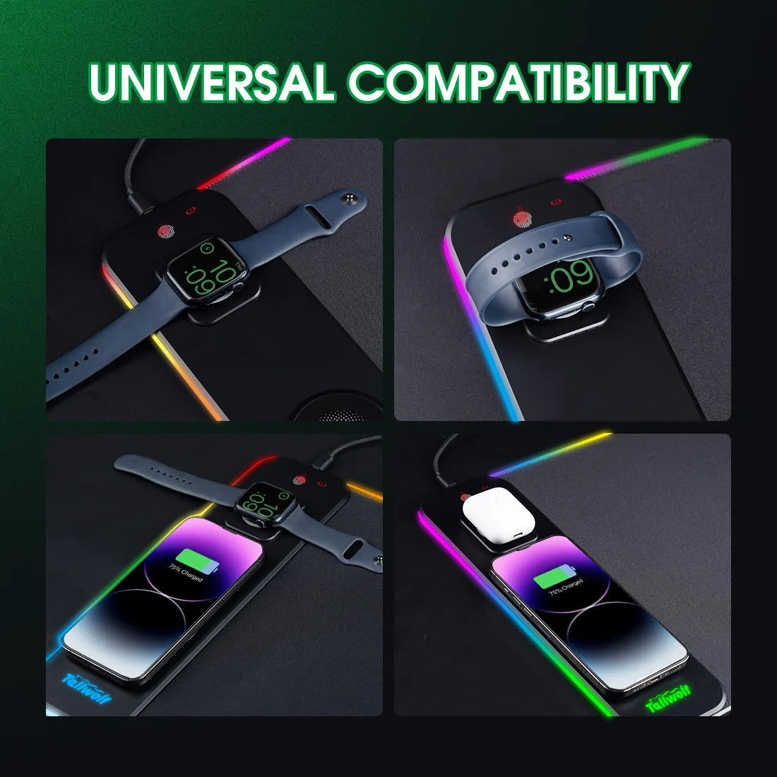 NexaCharge Wireless Desk Mat With RGB Dual Charging Pads | Lersk