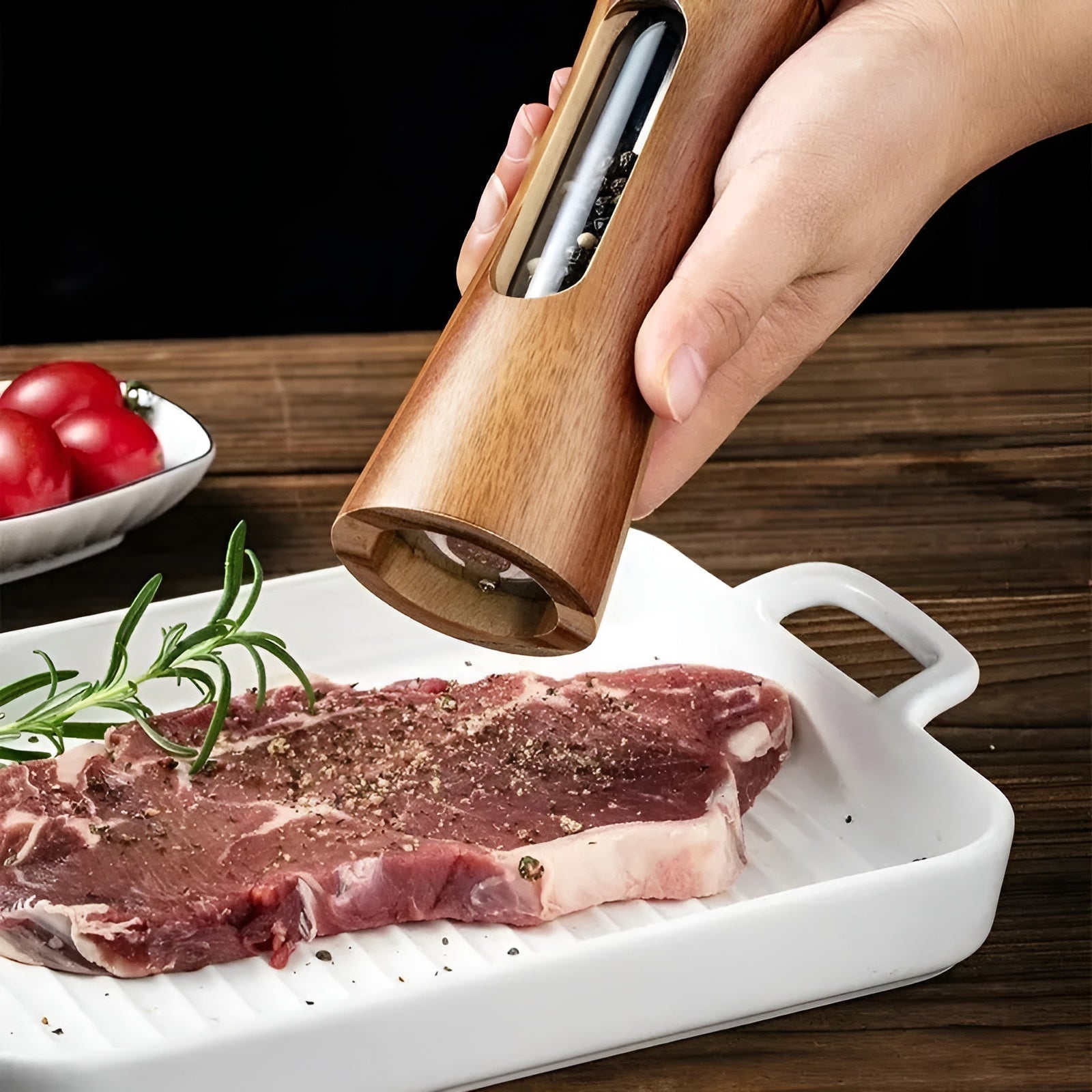 Sada mlýnků na sůl a pepř SpiceCraft, dřevěný design s akrylovým okénkem a nastavitelnými úrovněmi mletí | Lersk