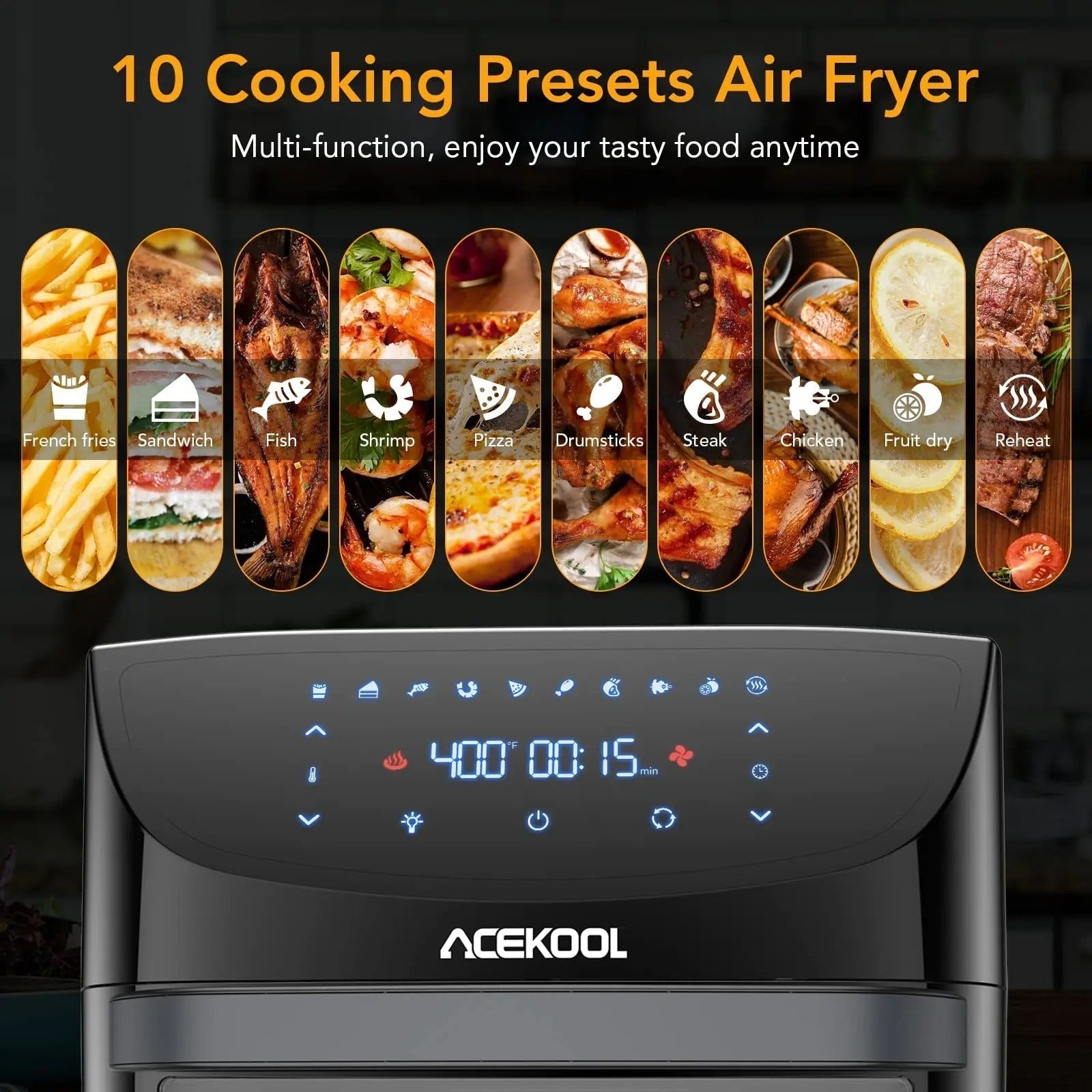 Kompakter Dampf-Infusions-10-in-1-Heißluftfritteusen-Toasterofen | Lersk