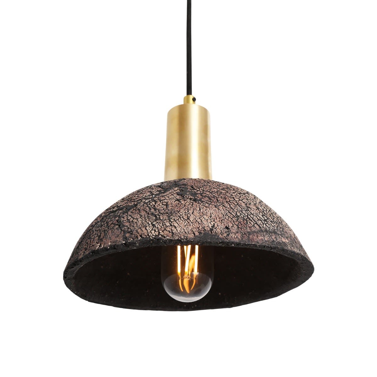 Lampada a sospensione a cupola in ceramica organica Liora 20cm in argilla nera | Lersk