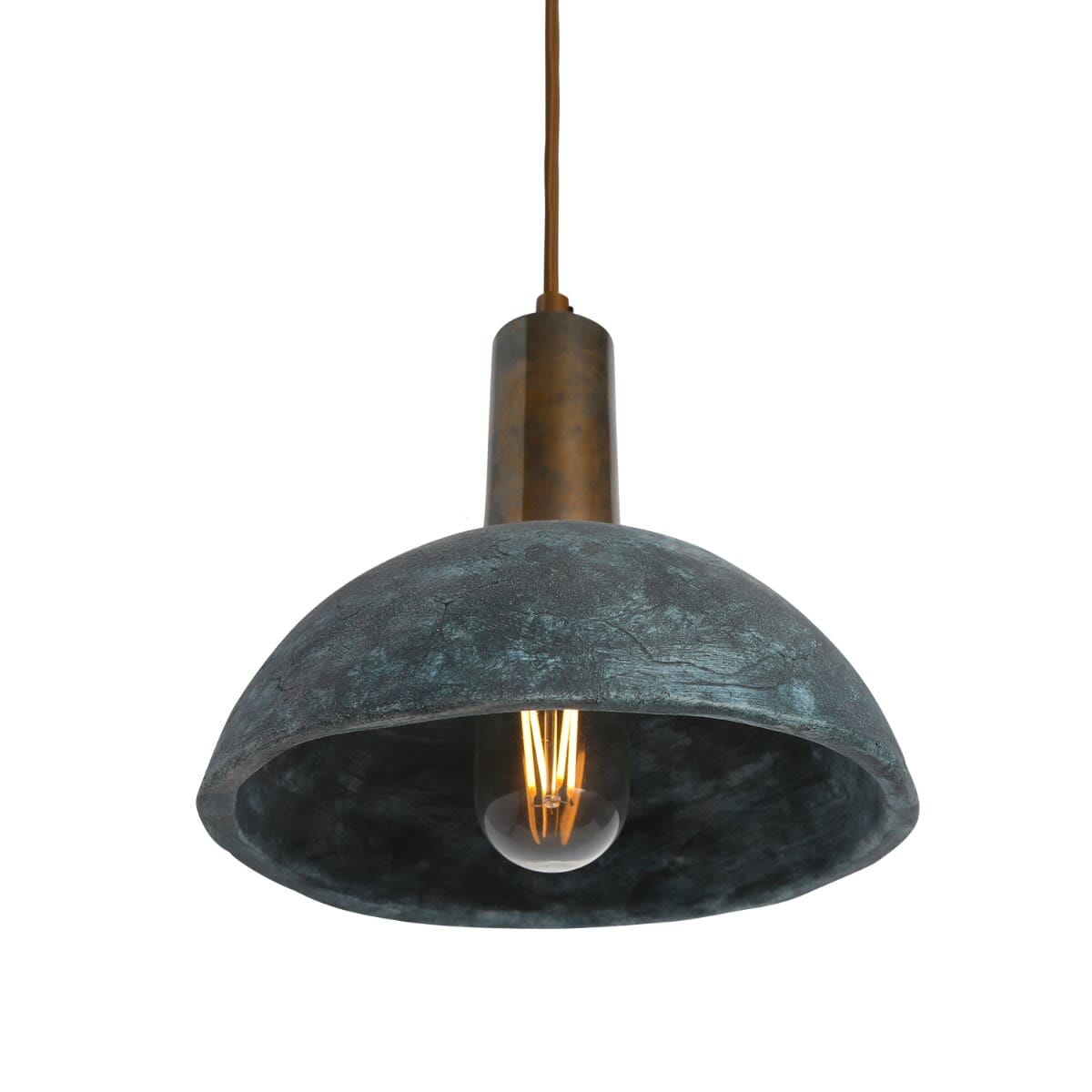 Liora | Organic Ceramic Dome Pendant Lamp 20cm In Blue Earth | Lersk