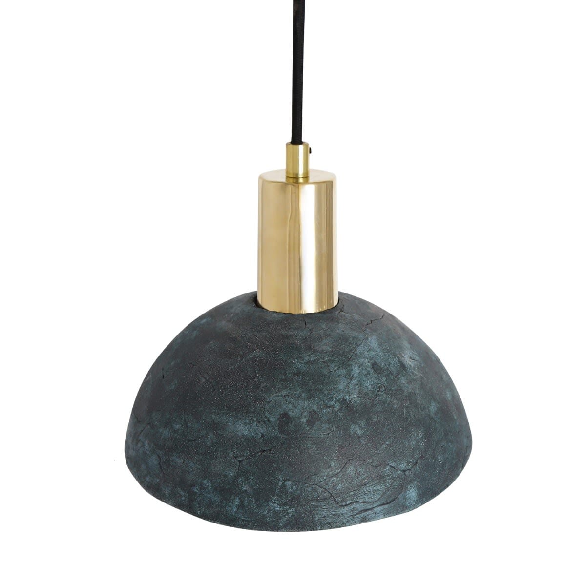 Liora | Organic Ceramic Dome Pendant Lamp 20cm In Blue Earth | Lersk