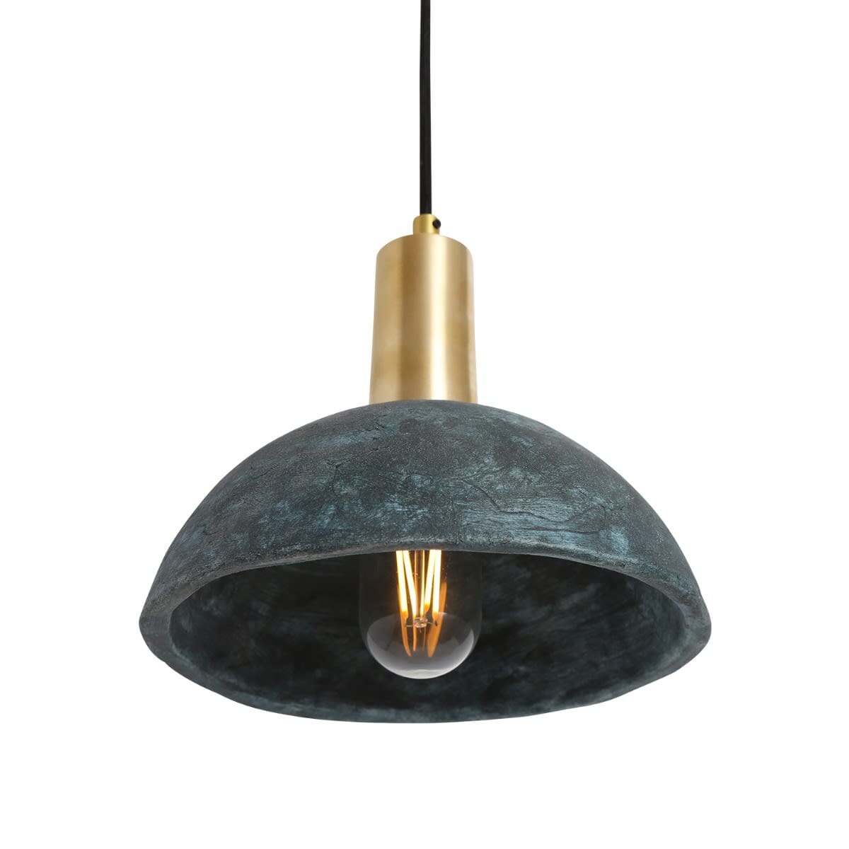 Liora | Organic Ceramic Dome Pendant Lamp 20cm In Blue Earth | Lersk