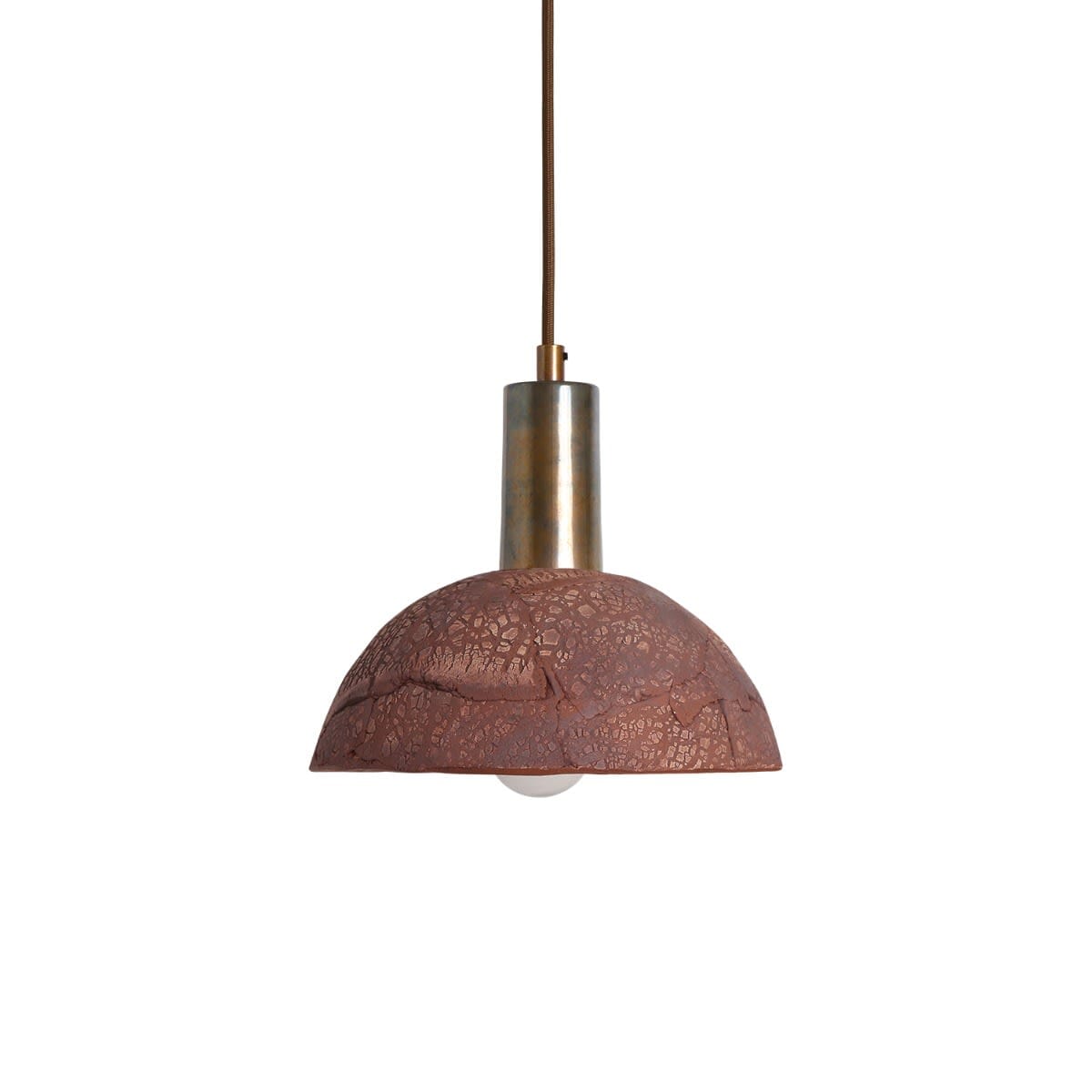 Závěsná lampa Novira Dome z organické keramiky, 20 cm, červená železná | Lersk