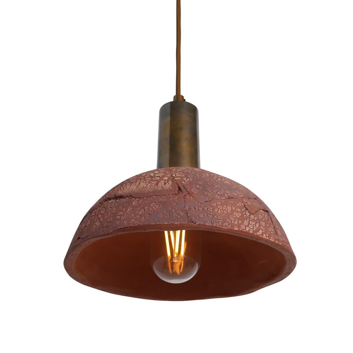 Závěsná lampa Novira Dome z organické keramiky, 20 cm, červená železná | Lersk
