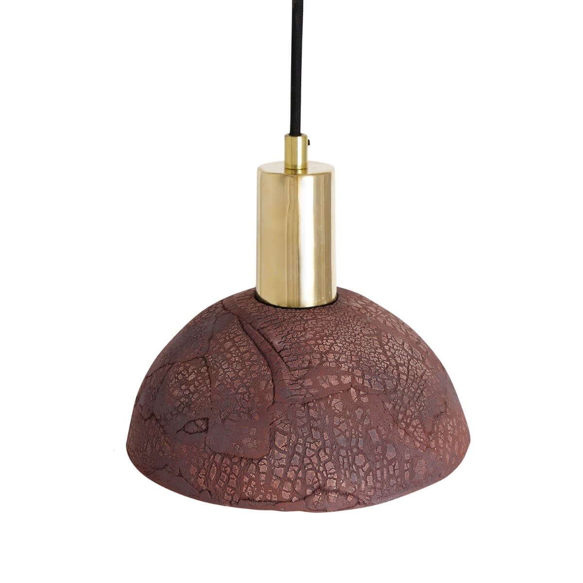 Závěsná lampa Novira Dome z organické keramiky, 20 cm, červená železná | Lersk
